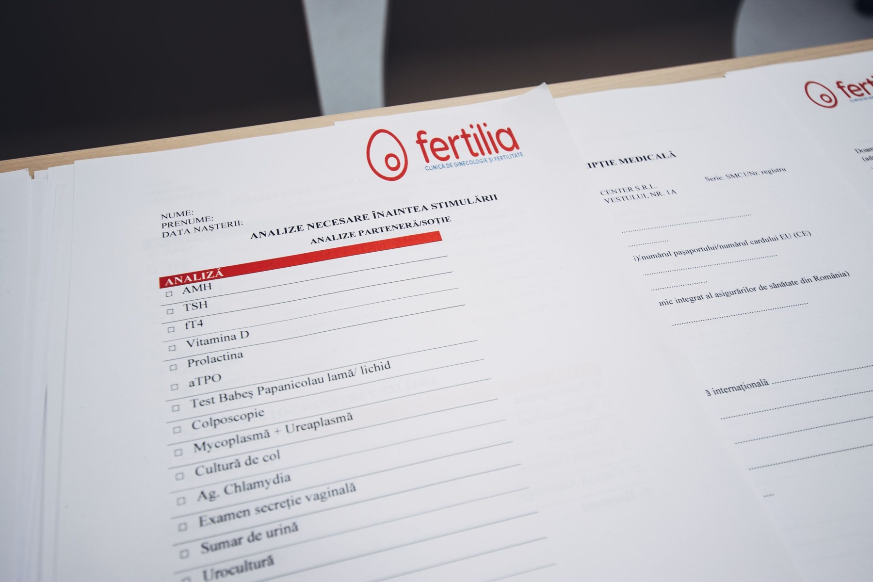 Formular Fertilia cu analizele necesare înaintea stimulării